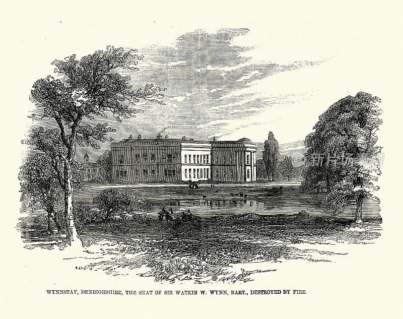 Wynnstay，英国乡村别墅，Ruabon, Wrexham，毁于1858年大火，维多利亚19世纪